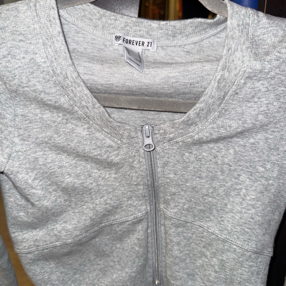 Forever 21 Light Gray Zip-Up Jacket - Picture 3 of 5
